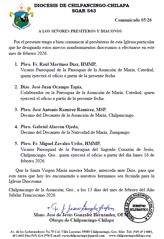 nuevos nombramientos diocesanos 2026 / 3