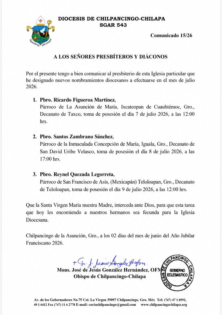 Nombrmiewntos diocesanos 2026 |8